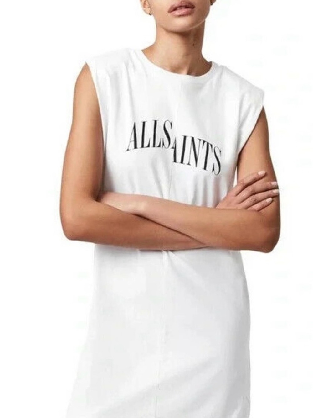 AllSaints White Graphic Sleeveless Dress